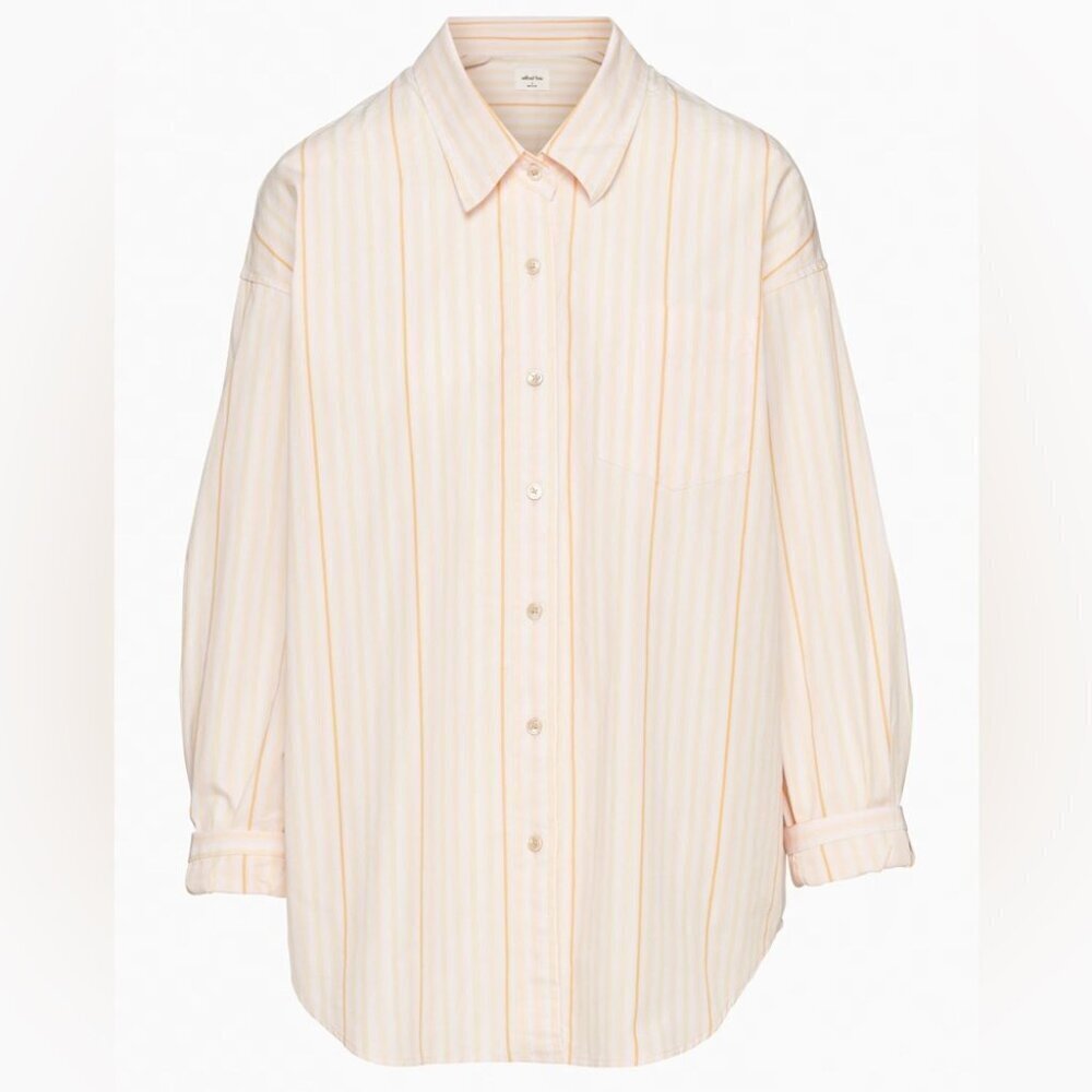 Aritzia Wilfred Free Relaxed Button Up Cotton Shirt NWT Barlowe Aprc/Lilac Sz XS